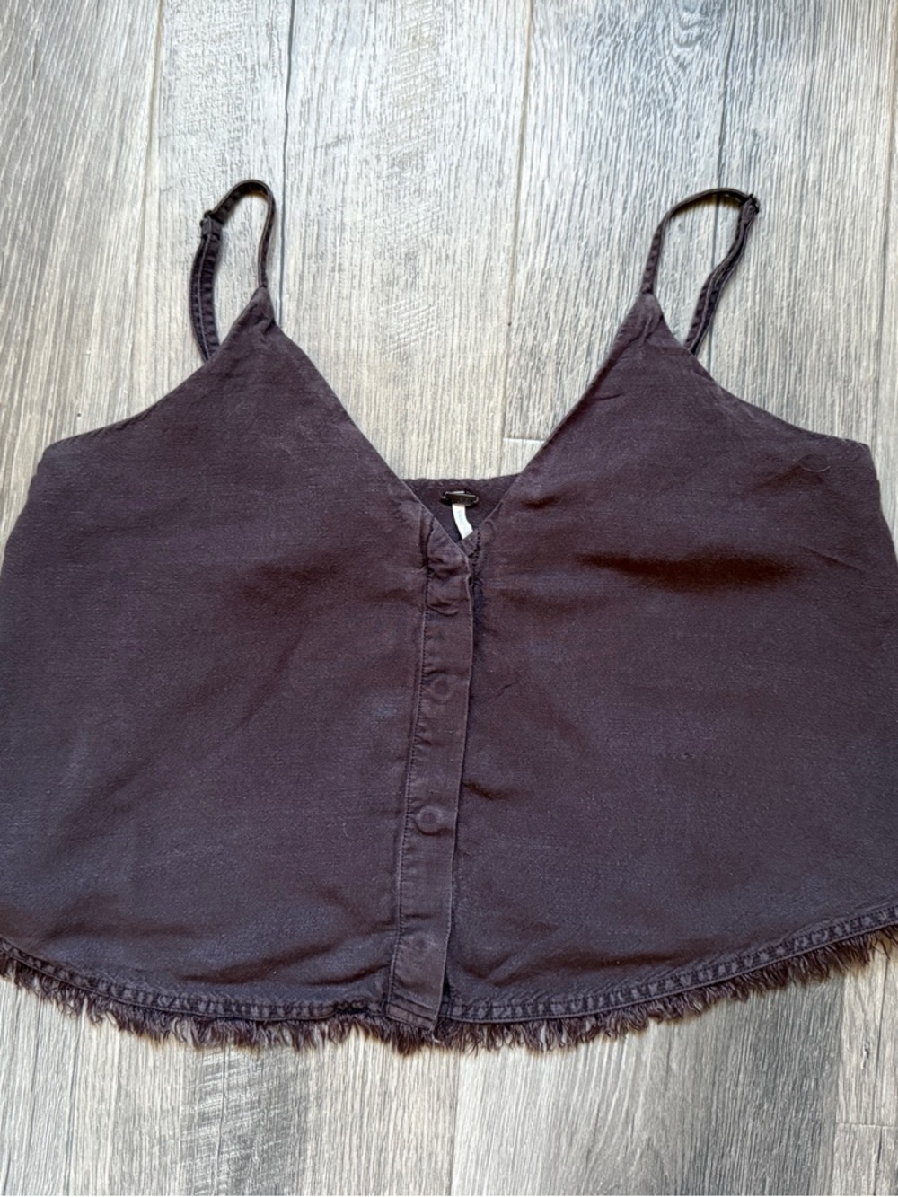 Free People dark purple/plum Button-Front Spaghetti Strap Cropped Cami size S